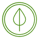 Icono en verde de una hoja dentro de un circulo
